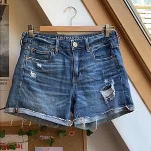 American Eagle Tomgirl Midi Low Rise Denim Shorts